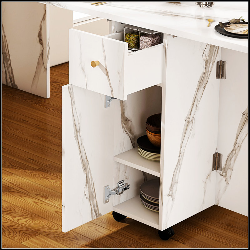 Multifunctional Folding Dining Table with Wall-Mounted Sideboard & Storage for Small Apartments