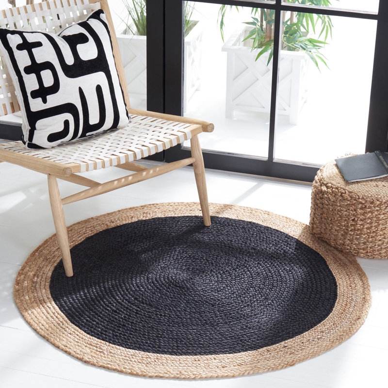 Galbin Natural Fiber Hand Woven Jute Rug, Round 5'