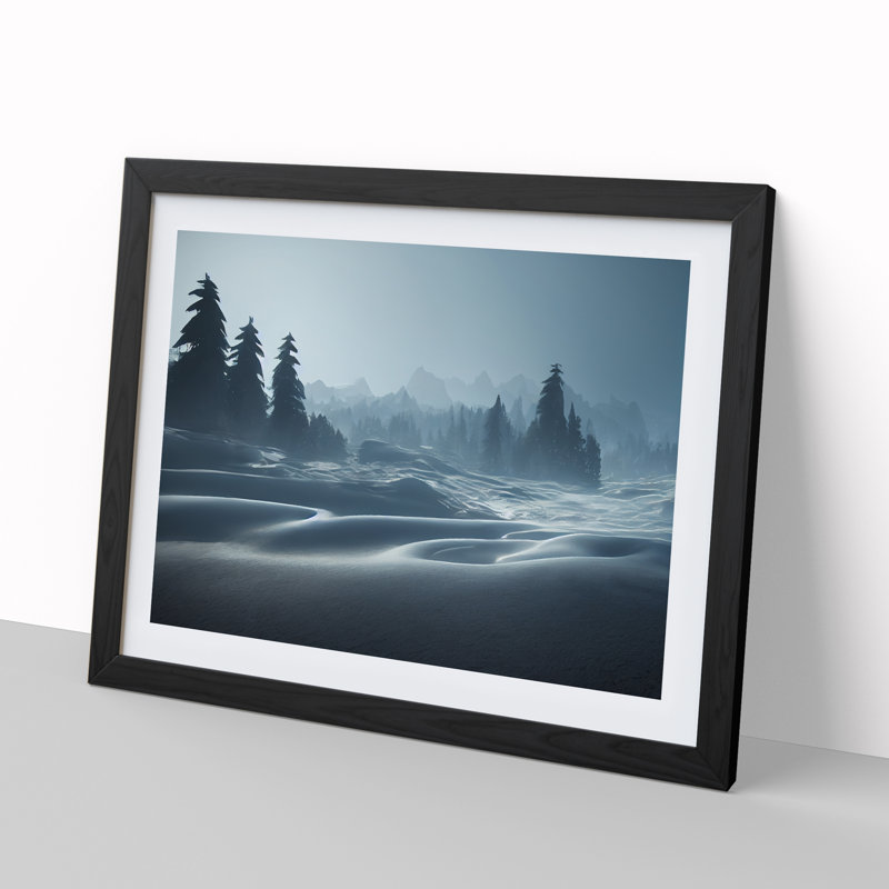 Magnificent Winter Mountains - Single Picture Frame Print, 46cm H x 64cm W x 2cm D, Black