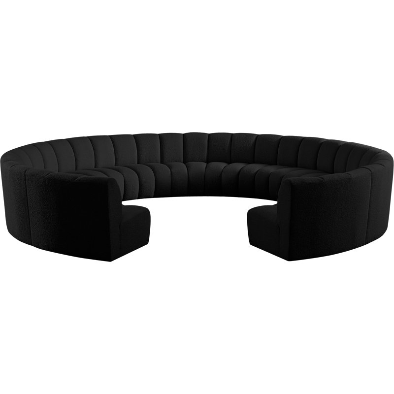 Canapé modulaire de coin Infinity de 183 po de largeur Infinity, Tissu bouclé noir