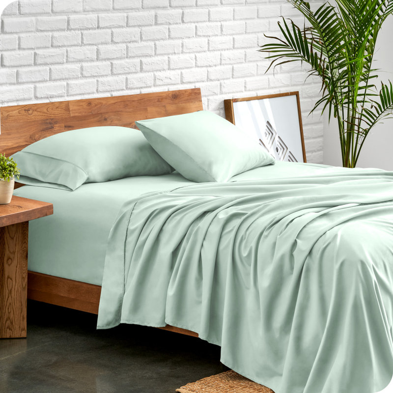 Ensemble de draps en microfibre Bare Home, Ensemble de draps pour grand lit + un drap-housse , Menthe printanière