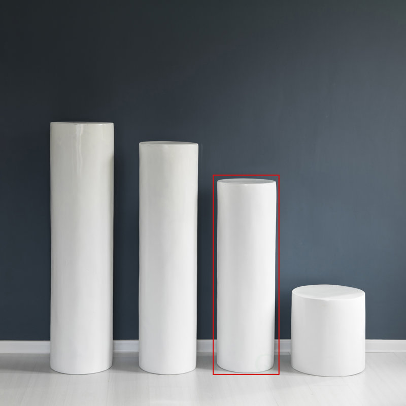 Tall White Fiberglass Cylinder Pedestal Stand