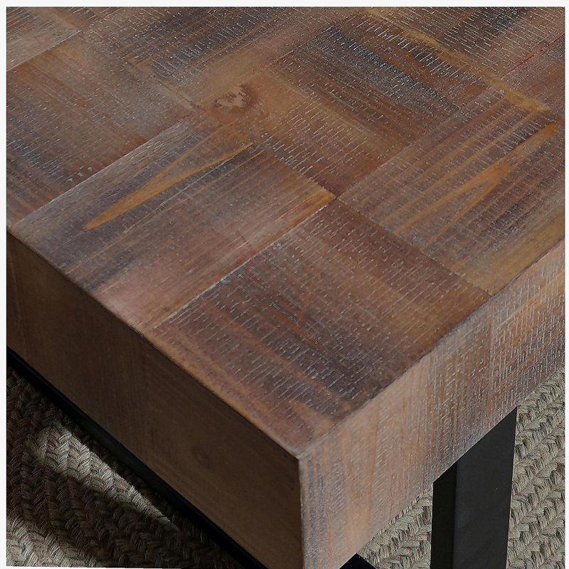 Table basse rustique en bois industriel, table basse en bois 47,2 x 23,5 po x 18 po, table fabriquée à la main