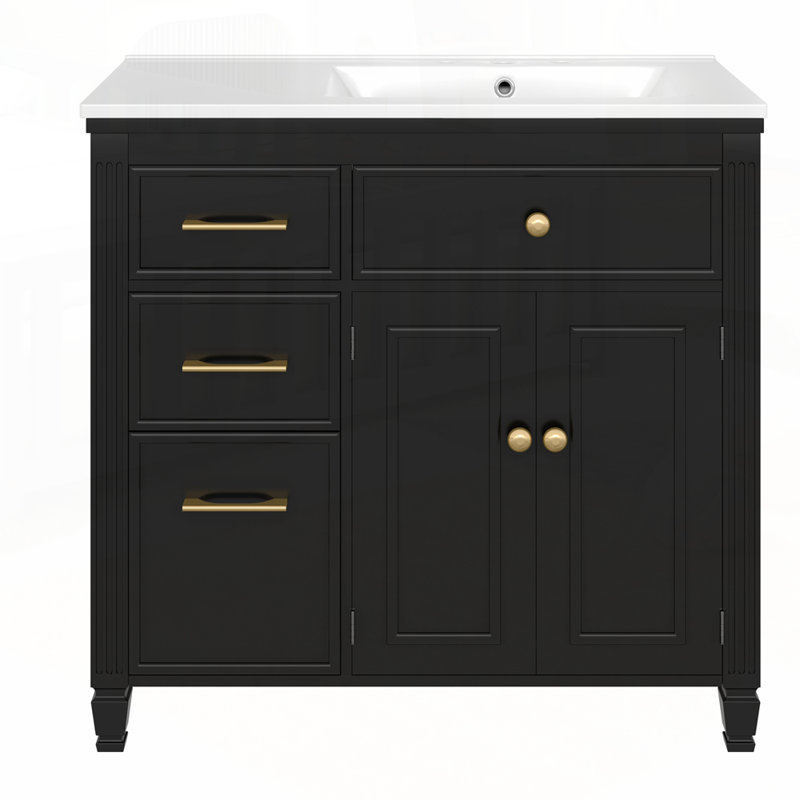 Bathroom Vanity with Multiple Drawers and Adjustable Shelf for Optimal Storage, Black