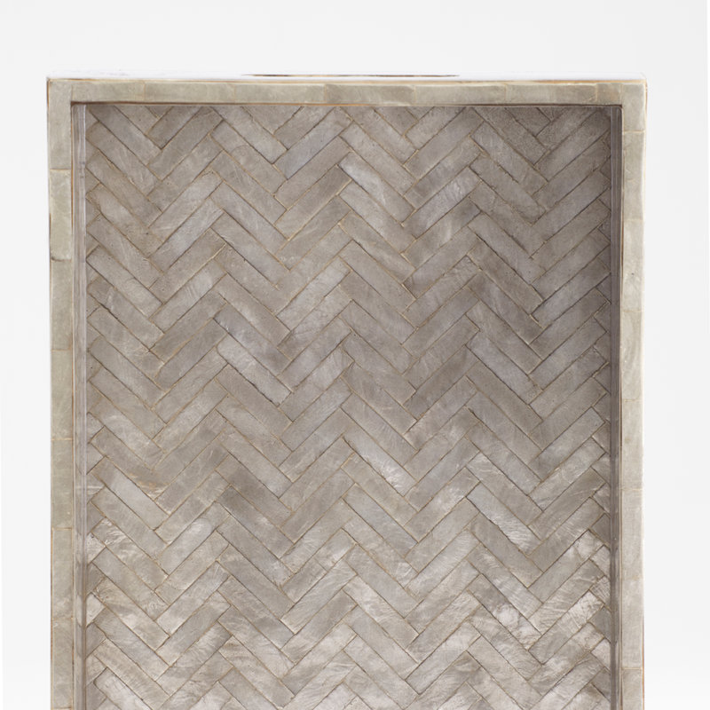 Triton Shell / Capiz Decorative Tray, 3.25" H x 18.25" W x 13.25" D, Smoke