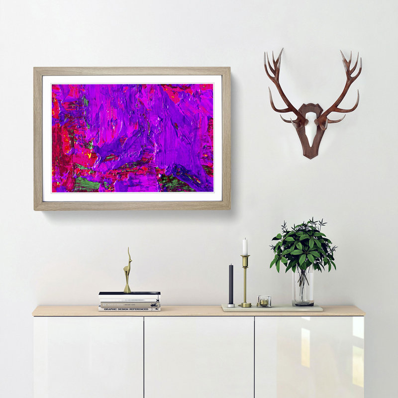 Abstract Art Painting Vol.103 by S.Johnson - Picture Frame Painting Print, 48cm H x 65cm W x 2cm D, Oak Framed