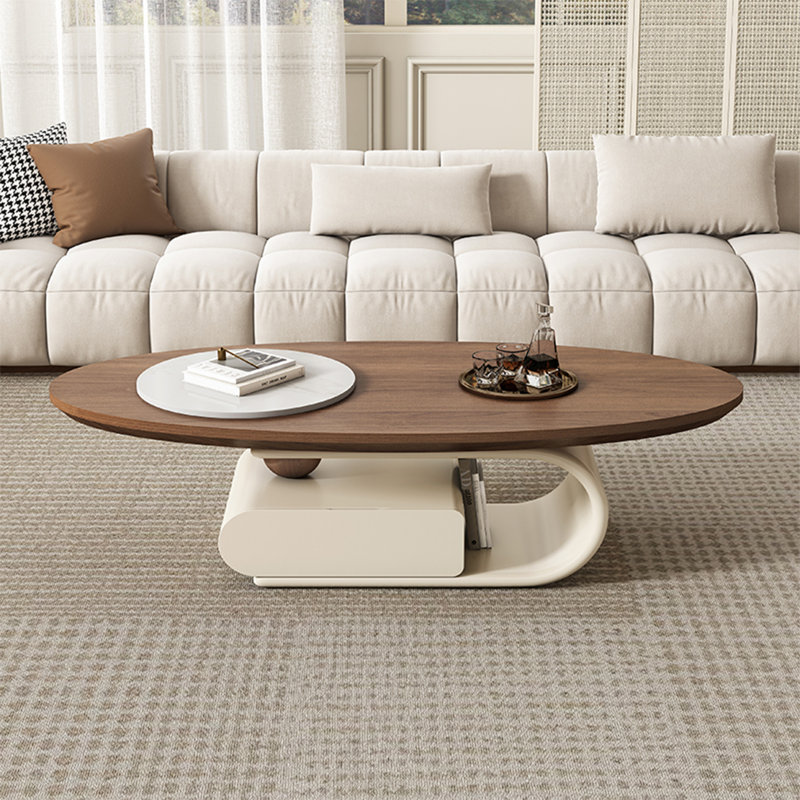 Modern simple oval coffee table, 15.7" H x 47.2" L x 27.6" W