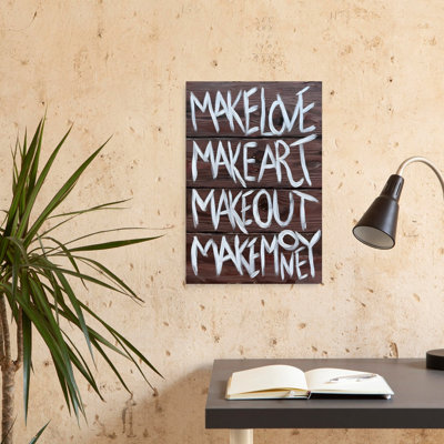 «Make Love Make Argent», impression d'art abstrait rustique audacieux