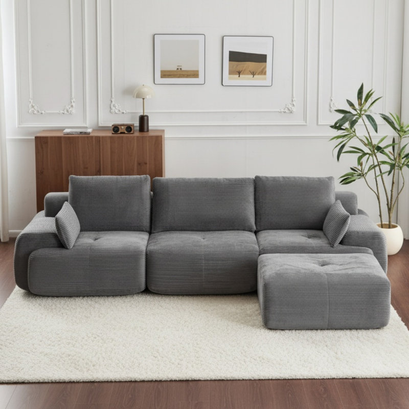 Canapé modulaire modulaire avec canapé et repose-pieds, Gris