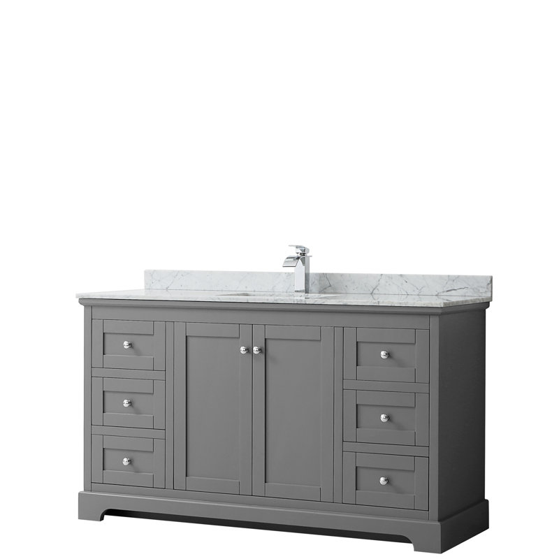 Ensemble de meuble-lavabo simple 60 po Avery, Gris foncé, Chrome poli