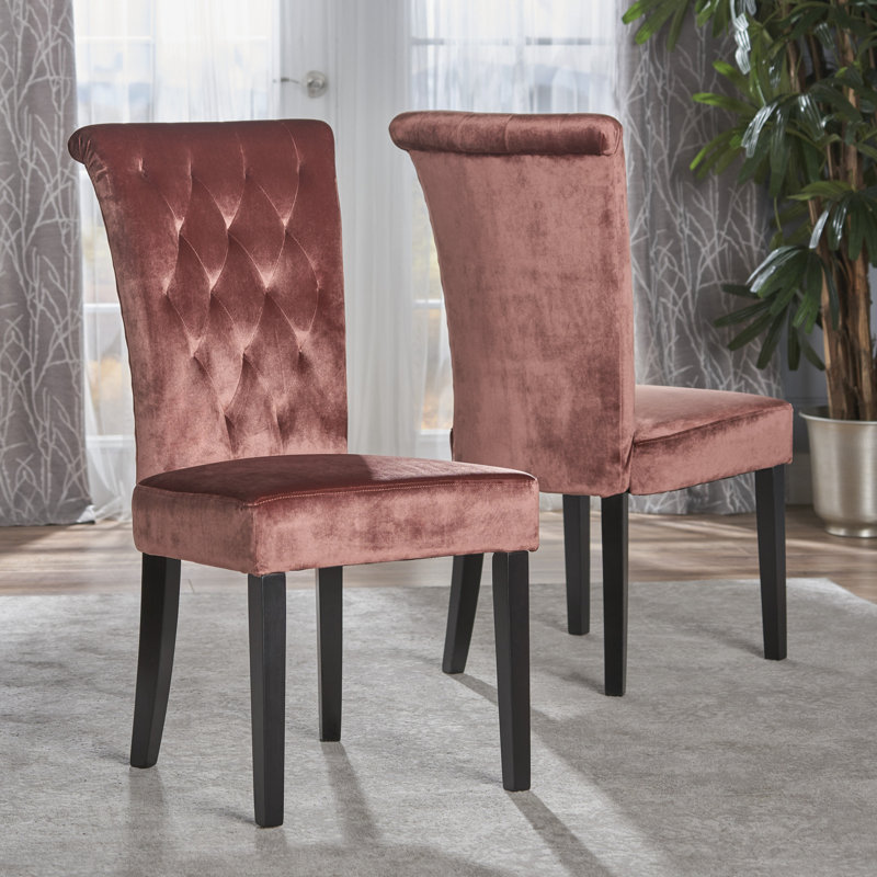 Crittenden Tufted Side Chair, Blush Velvet