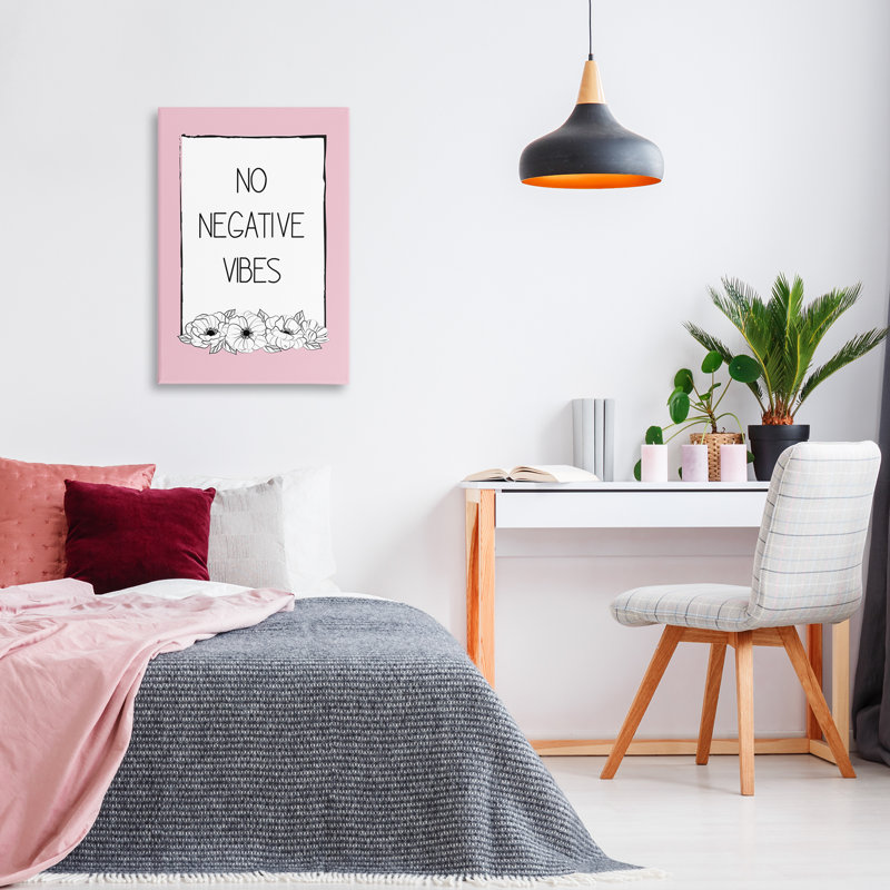 No No Vibative Vibes on Pink, art mural sur toile par Martina Pavlova, H 30 po x l 20 po