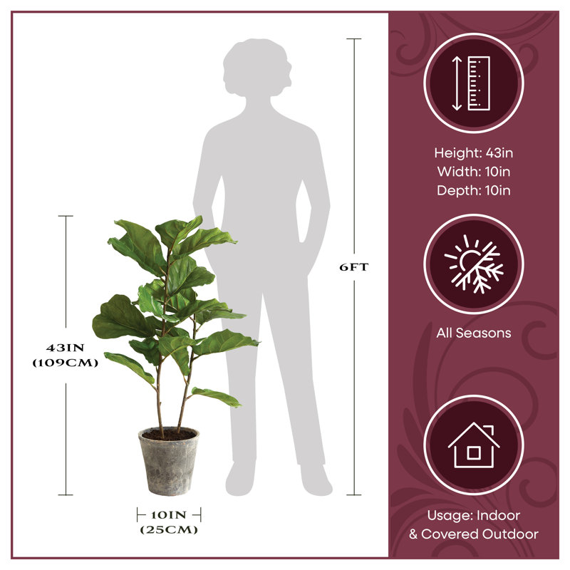 Faux Fiddle Leaf Fig Plant in Pot