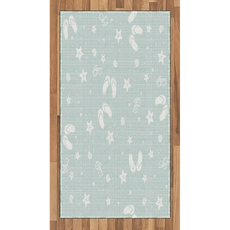 Aqua High Density Long Fiber Poly Threads Decorative Area Rug Carpet, Rectangle 2'7" x 5'