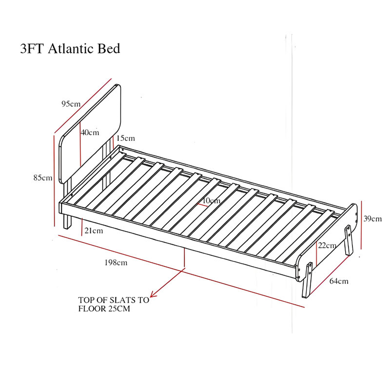 Atlantic 3ft White Catalie Bed