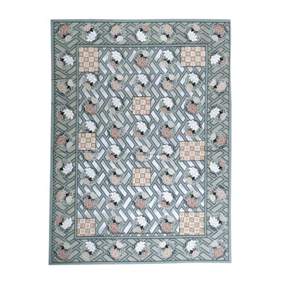 Hand-Knotted High-Quality Green Area Rug