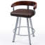 Tabouret tournant 29,5 "avec dossier en bois massif et siège rembourré-410636184-410848791-410848292