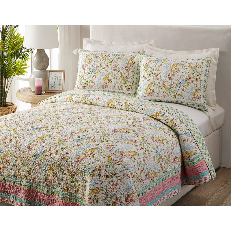 Sonnet 3-Piece 100% Cotton Reversible Quilt Set, King Quilt + 2 Shams