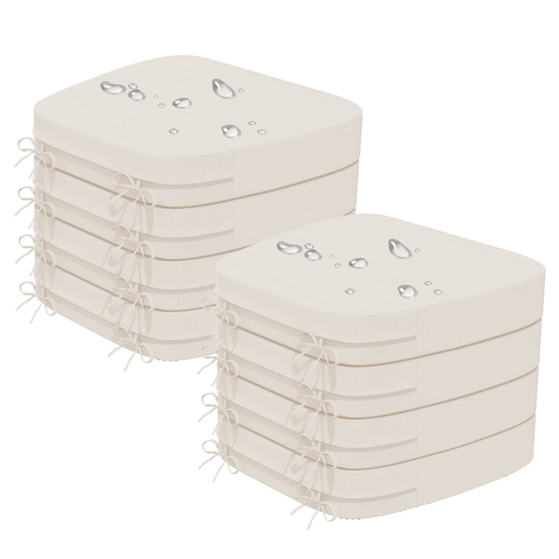 Coussins de chaise d'intérieur de 2,5 po d'épaisseur imperméables pour les chaises de salle à manger, 8, Beige