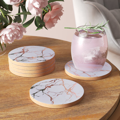 Marble Round 8 Piece Coaster Set
