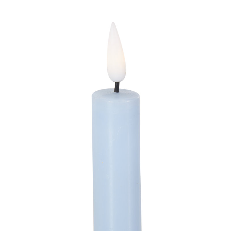 Wax Indoor and Outdoor Flameless Pillar Candles with Remote Control (Set of 6), 8.25" x 0.90" Pillar, Light Blue