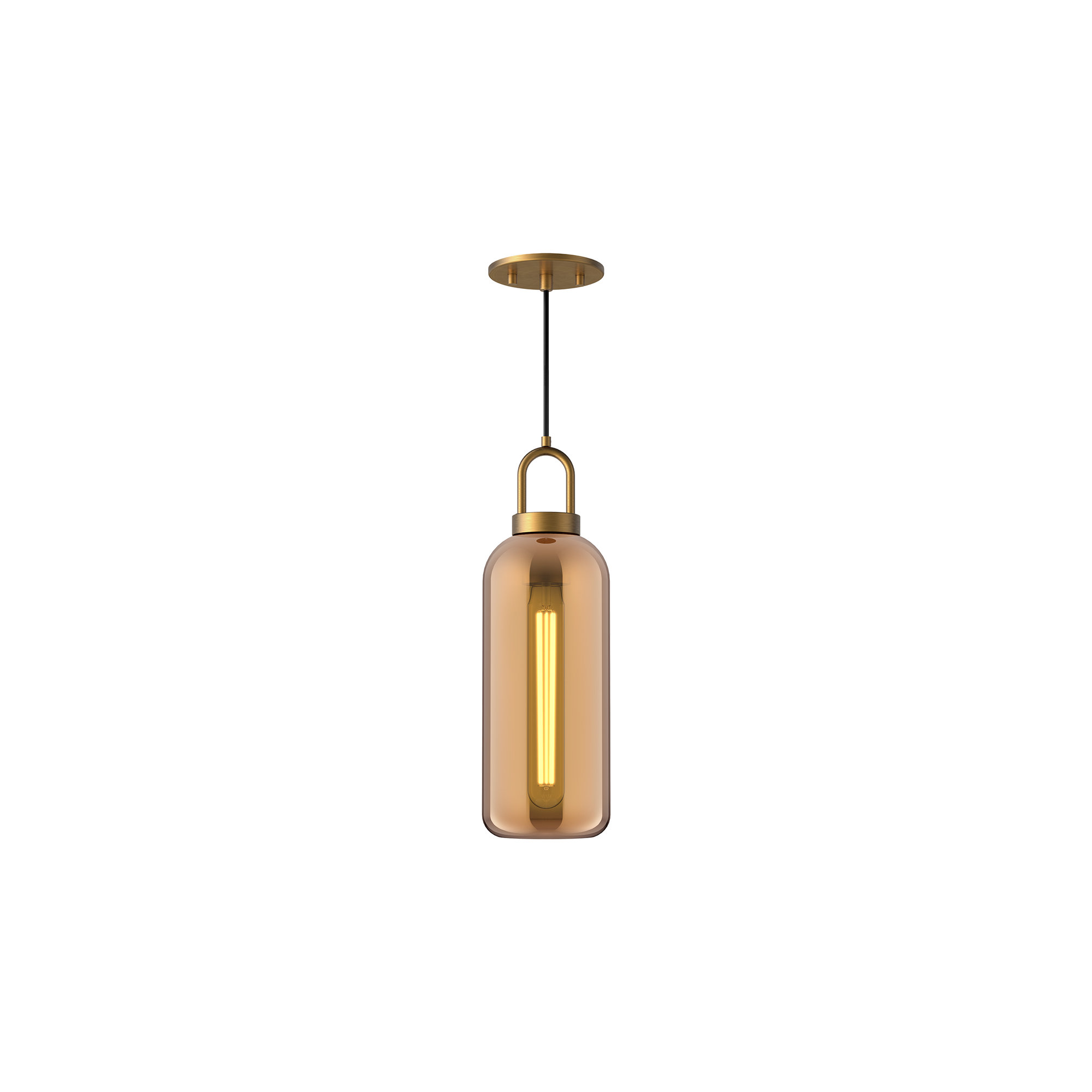 Minneapolis Single Light Glass Pendant, Copper, Aged Gold, 14.875" H x 5.125"W  x  5.125" D 