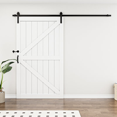 Porte de grange en bois manufacturé en forme de K de 84 po H x l 48 po avec quincaillerie d'installation - serrure de porte incluse