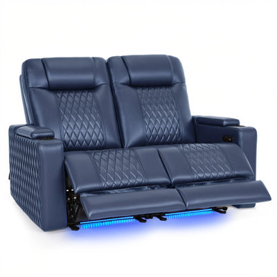65" Wide Zero Gravity Power Theater Loveseat Sofa with Adjustable Headrest & Armrest Storage