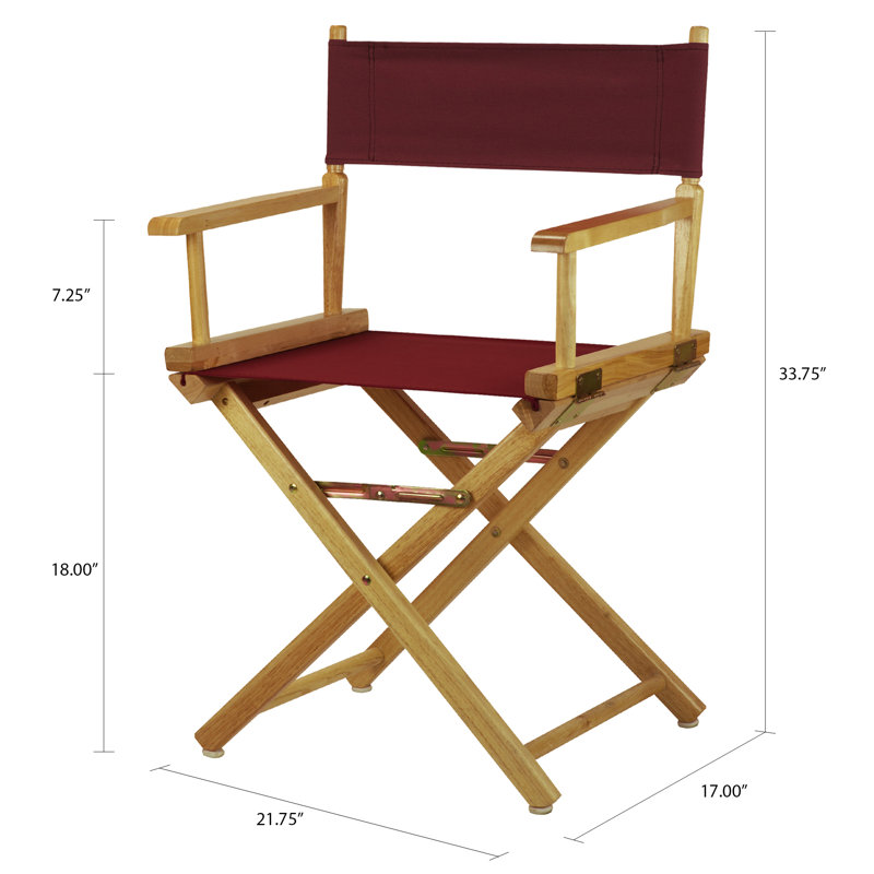 Chaise de réalisateur pliante 18 po, Naturel, Bourgogne