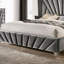 Chambre à coucher tête de lit à oreilles 1pc très grand lit avec tissu d'ameublement en tissu gris