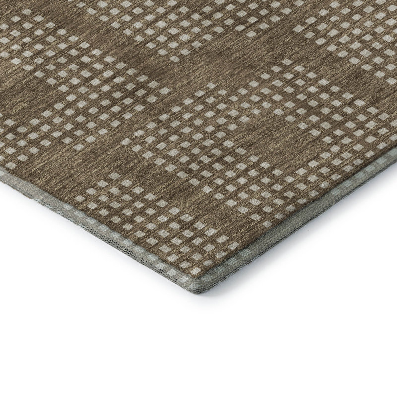 Premium Machine Washable Prisco Brown Rug, Rectangle 9' x 12'