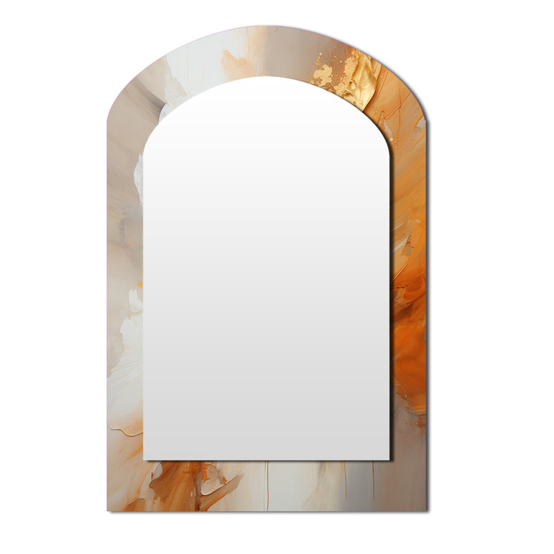 Or blanc champagne lever de soleil spirales I - miroir mural, 43 po x 33 po