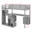 Structure de lit mezzanine avec escalier de rangement avec main courante, commode avec tiroir, DEL, garde-robe ouverte-258157962-258157963