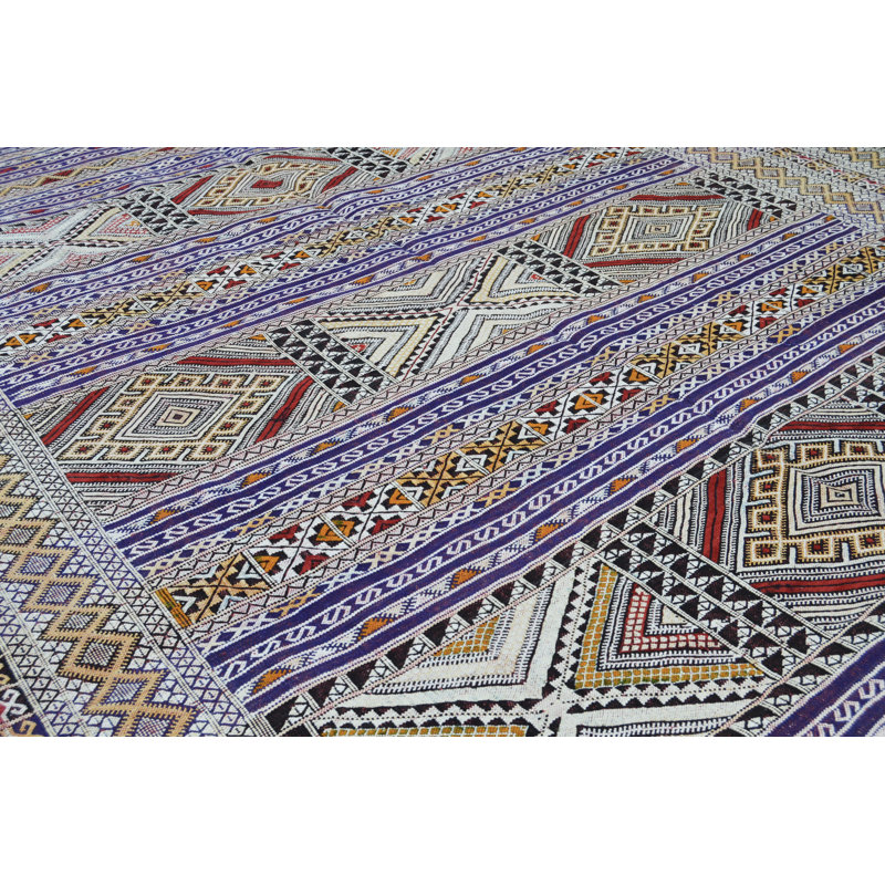 One-of-a-Kind Rectangle 6'9'' X 8'5'' 1990s Wool Area Rug Blue/Gold/Orange