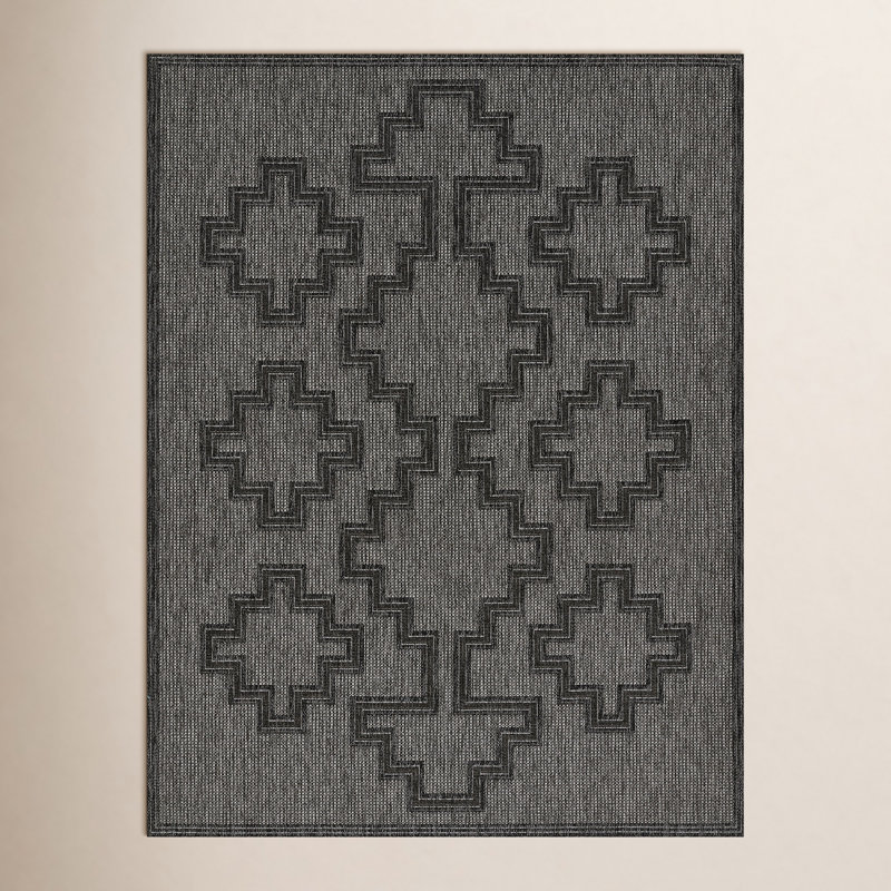 Tapis intérieur / extérieur gris anthracite Ava, Rectangle 8 pi x 10 pi