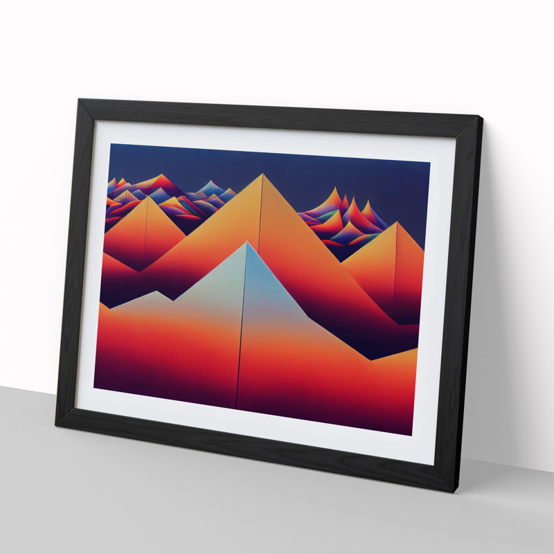 Spiked Abstract Mountains - Framed Print, 34cm H x 46cm W x 2cm D, Black