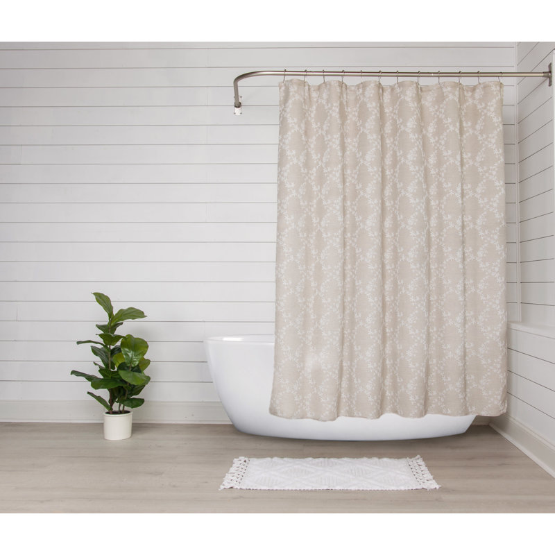 Rideau de douche simple à motif floral, Beige