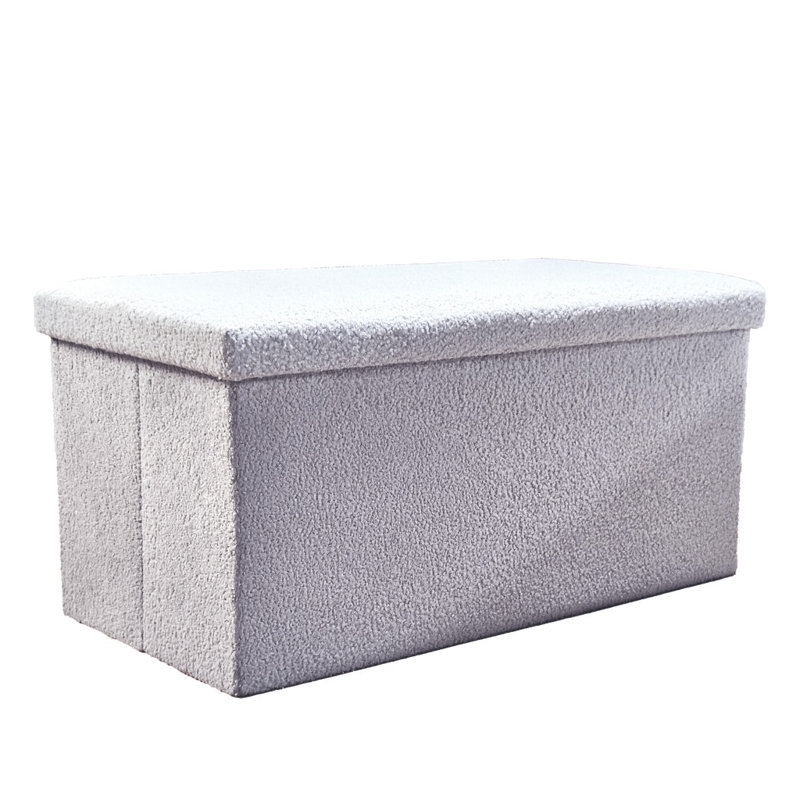 30" Gray Boucle Storage Ottoman