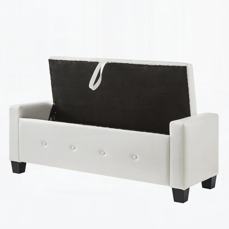 Banc avec repose-pieds 48 po avec rangement, banc pour chambre à coucher, salon, couloir, Noir