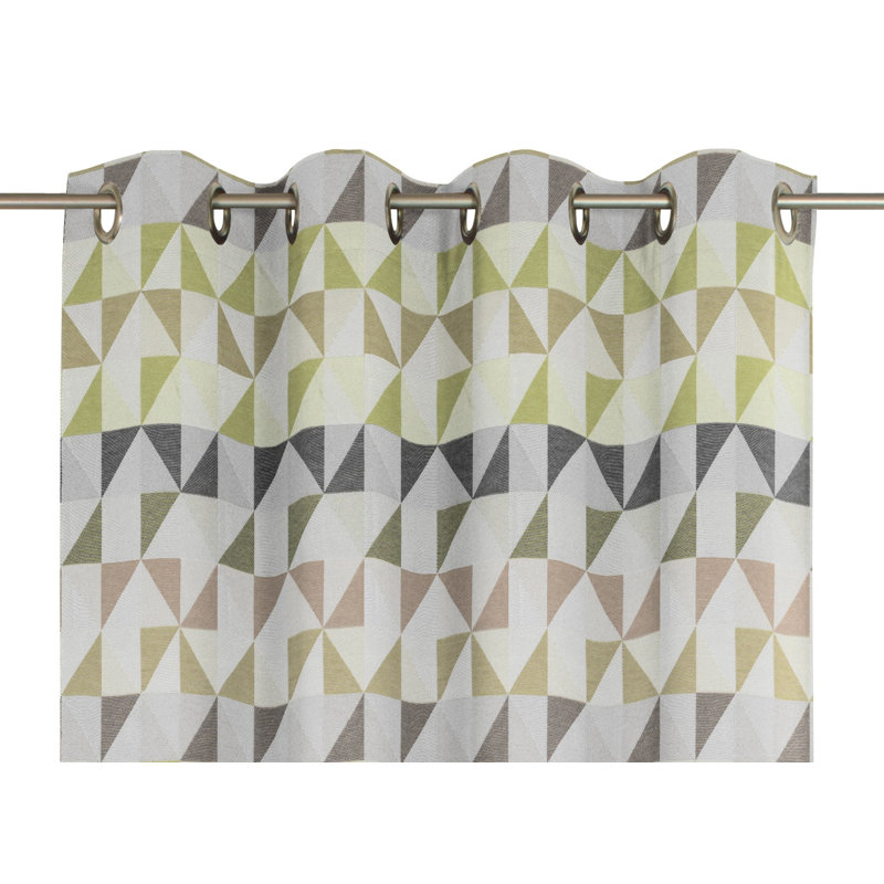 Gareth Room Darkening Curtain Single Panel, Green and grey, 132cm Width x 175cm Drop
