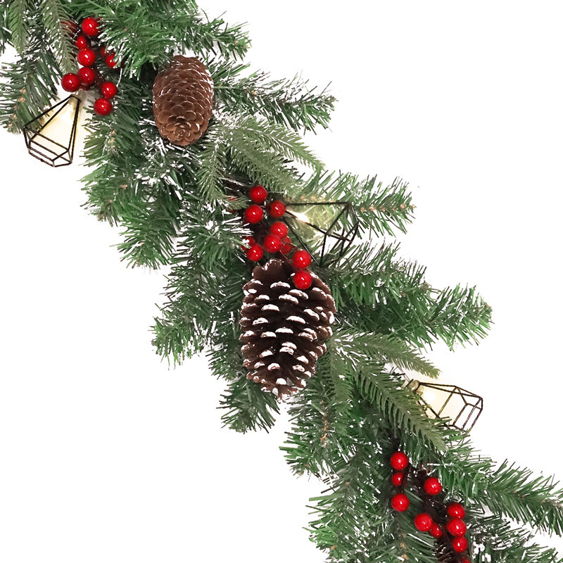 Ensemble de guirlandes de Noël 72 "avec baies de pin en forme de pyramide géométrique