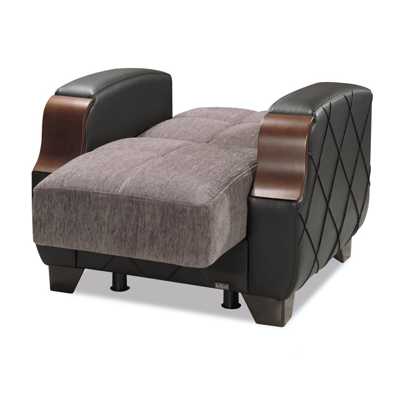 Olivo Fabric Upholstered Convertible 3-in-1 Sleeper Arm Chair With Storage, Gray