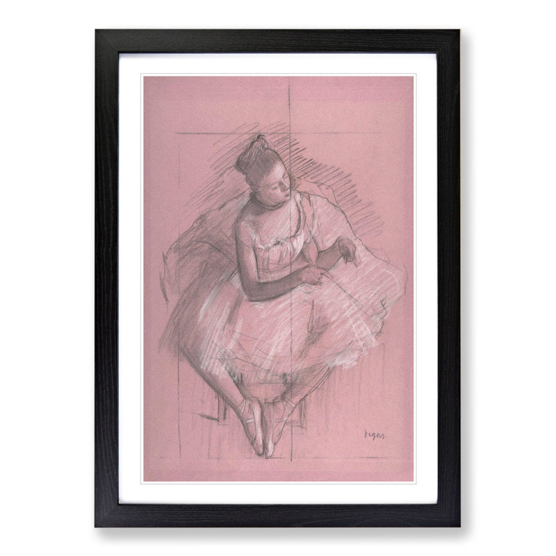 Study of a Ballet Ballerina Dancer Vol.3 by Edgar Degas - Picture Frame Painting, Black Framed, 65cm H x 48cm W x 2cm D