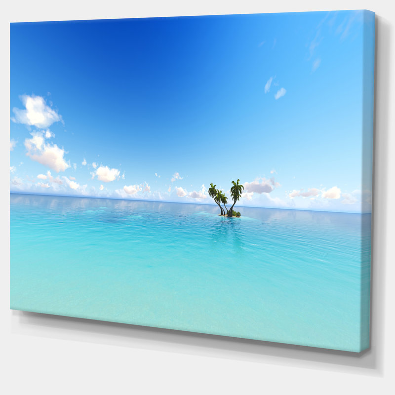 « blue corail island sea mer », reproduction de photo sur toile tendue, H 20 po x l 40 po x P 1po