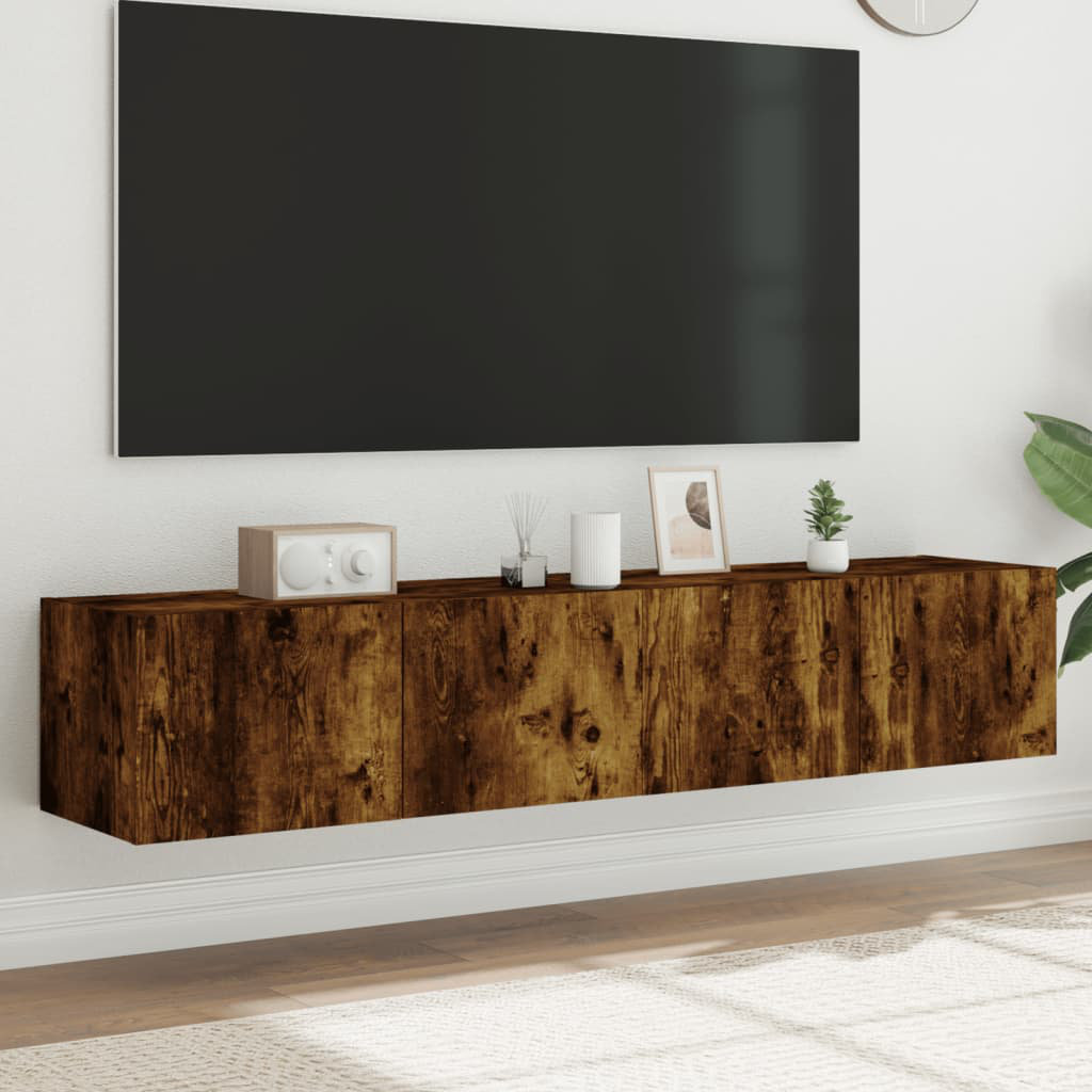 31 x 80 x 35_vidaXL TV-Wandschränke mit LED-Leuchten 2 Stk. Sonoma-Eiche 80x35x31cm