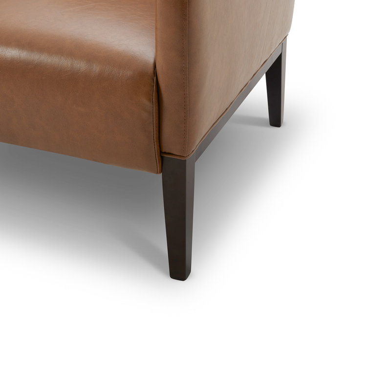 Chaise avec accoudoirs Katya, Similicuir brun selle