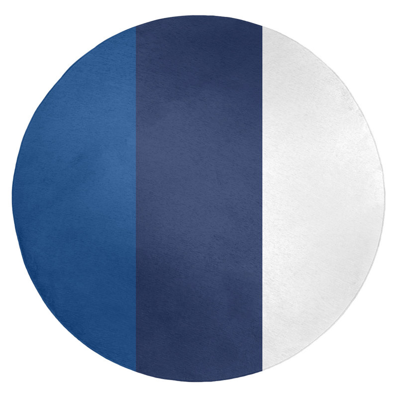 Tapis bleu royal rayé/bleu marine/blanc Toronto, Rond 5 pi