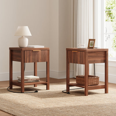 17.8" W Nightstand with Charging Station