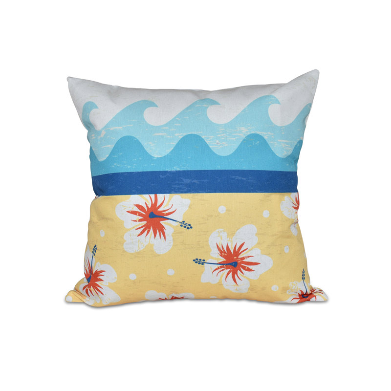 Coussin décoratif intérieur / extérieur Surf, Sand & Sea, H 18 po x l 18 po, Jaune