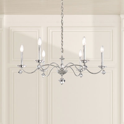 Modique 6 Light 32in x 15.5in Chandelier in Antique Silver with Clear Heritage Handcut Crystals